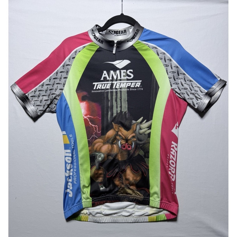 V-Gear Cycling Jersey Women L Multi Color Ames True Temper Graphic Boar‎